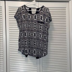 Maurices Navy and White Paisley Top